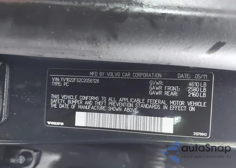 2012 Volvo S60 T5 from USA, damaged, VIN YV1622FS2C2056128